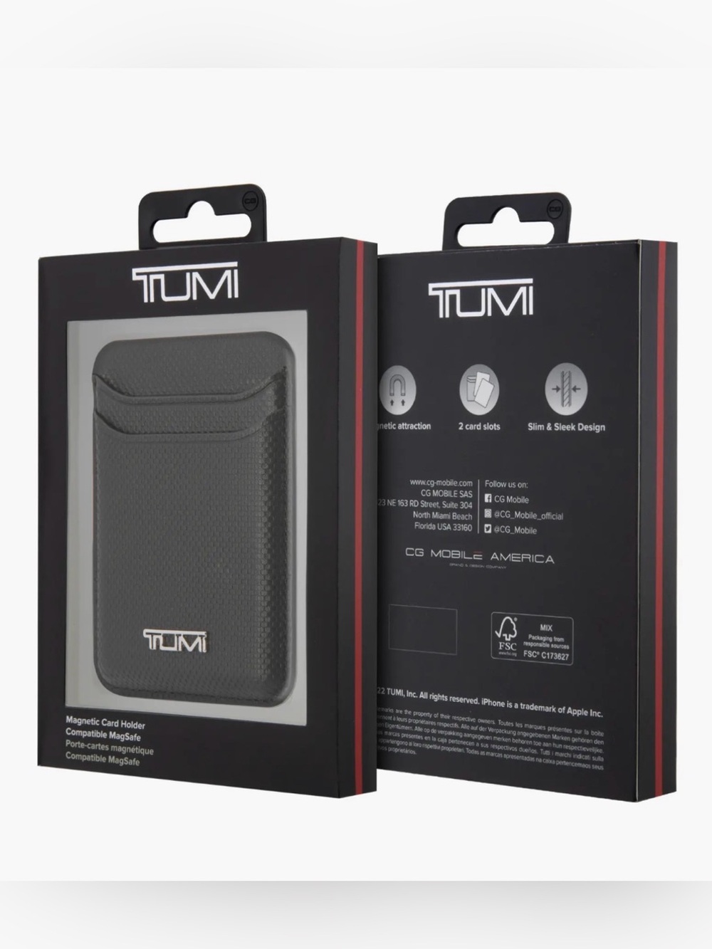 NIB Tumi MagSafe Magnetic 2 Slot Credit Card Holder Wallet - TEXTURED BLACK